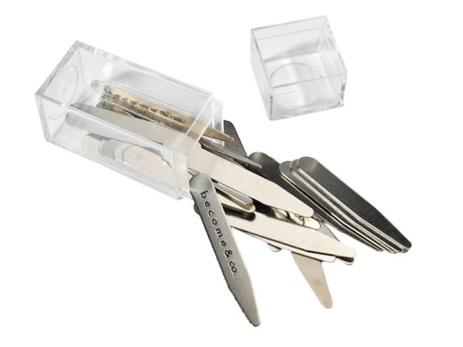 Metal Magnetic Collar Stay Packaged in Clear Box